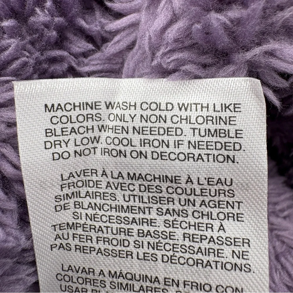 NWT Girls Large Adidas Sherpa Hooded Cozy Purple Fleece Jacket